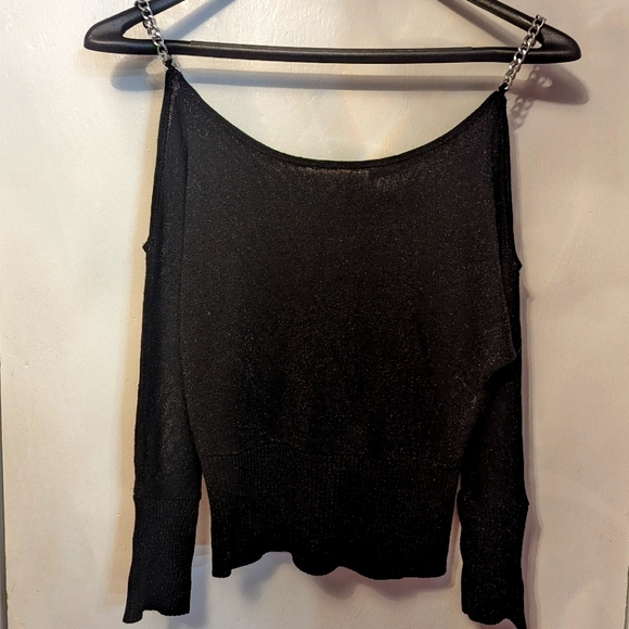 Medium Black Chain Link Openshoulder Sweater - Picture 1 of 2